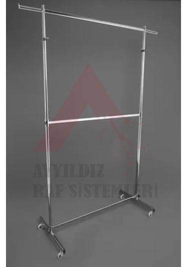 Lüks Çift Katlı Mağaza Standı & Lüks Konfeksiyon Askılıkları & Çift Katlı Askılık Krom