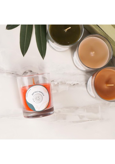 Mitr Şeftali Kokulu Bardak Mum Çok Renkli