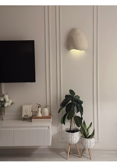 Fiberglass Duvar Apliği E14 Duylu - 30 Cm, Traverten Görünümlü Kapadokya Renk Bej