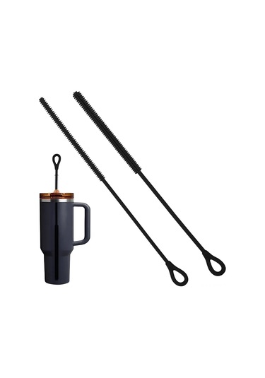 Fosenze 2 Adet 25cm Silikon Pipet Temizleme Fırçası - Esnek Çelik Çekirdekli, Yeniden Kullanılabilir, Uzun Saplı Yumuşak Tüylü - Cam Pipetler Ve Karıştırma Bardakları İçin 6mm+9mm Siyah