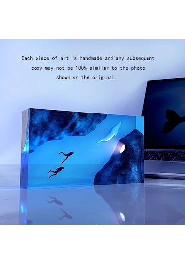 Honeybeeshop Ugenhas Deniz Gece Lambası Balina Ve Dalıcı Sualtı Temalı Mavi Usb Aydınlatma Oturma Odası Yatak Odası Dekoru Dayanıklı Reçine Lamba 16renk Şarj Edilebilir