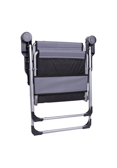 Alin Metal Kamp Sandalyesi 4''lü Lüks Bardaklı Kamp Sandalyesi Ve Masa Set Trf-01 Gri Gri