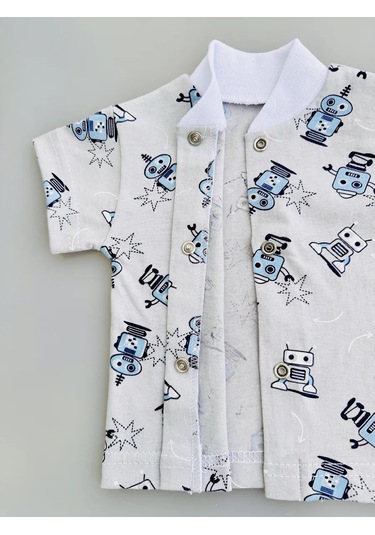 Mukosa Düğmeli Kısa Kollu Üst, 5'li S 367915381 Açık Mavi