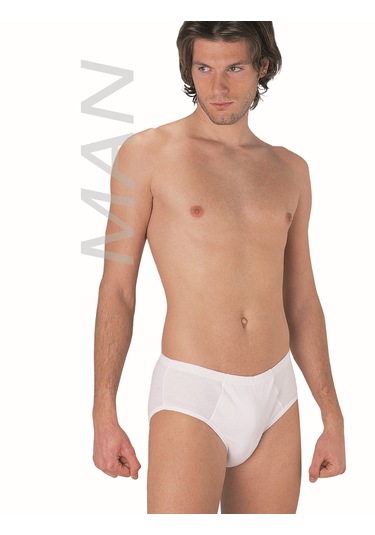 Erkek Beyaz Ribana Penye Slip % 100 Pamuklu Kilot 3'lü Paket 121-3b Beyaz