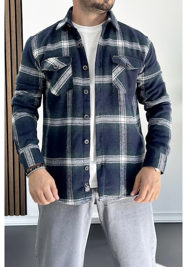 Erkek Normal Kalıp Oduncu Gömlek Yeşil Edw199 Yeşil