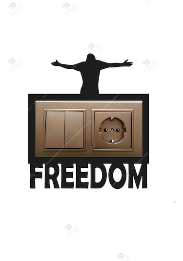 Freedom Temalı Çiftli Priz Çerçevesi Dekorasyon