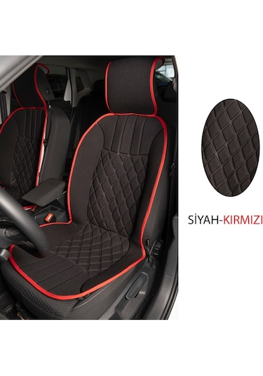 Space Oto Koltuk Minder Siyah-Kırmızı 2'Li Set Lüks Minder