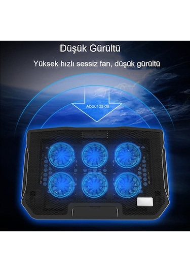 2 Usb 6 Fanlı Sesiz Notebook - Laptop Soğutucusu Oyun Dizüstü
