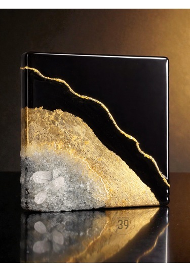 Geode Nero Kuvars Taşlı Modern Epoksi Duvar Tablosu Enerjisel & Dekoratif Sanat 20x20 Cm