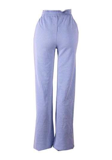 Trender Çizgili Mavi Kadın Pantolon 2497 Mavi