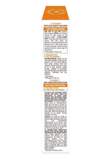 Garnier Ambre Solaire Super Uv C Vitamini Koyu Leke Karşıtı Fluid Krem SPF50+ 40 ML