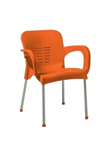 Sadikplastik 4 Adet Metal Ayaklı Eyfel Plastik Sandalye Turuncu