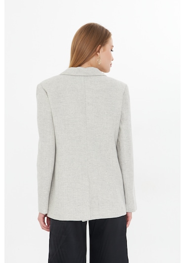 Simli Blazer Ceket Gri