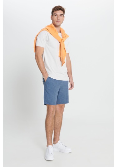 Ac&Co / Altınyıldız Classics Erkek Indıgo Melanj Standart Fit Normal Kesim Pamuklu Rahat Örme Şort