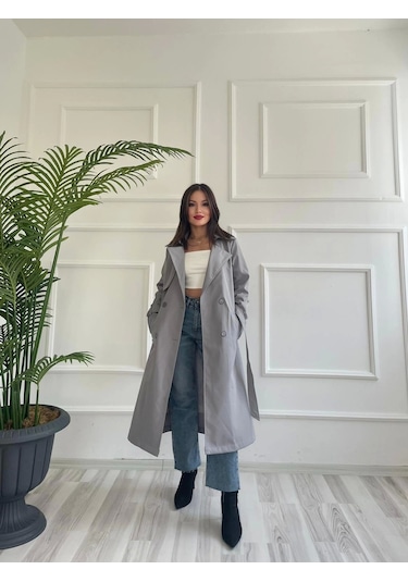 Keymoda Kadın Trençkot Gri Gri