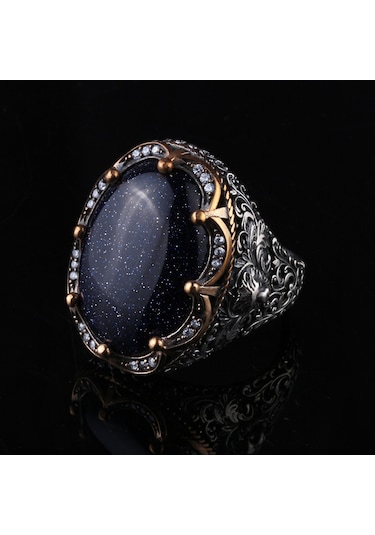 Fkgümüş 925 Ayar Gümüş Yıldız Taşlı El İşçiliği Erkek Yüzük Silver