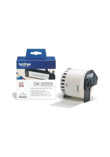BROTHER P-TOUCH DK-22205 DK ETİKET SÜREKLİ 62MM BEYAZ ÜZERİ SİYAH ETİKET 30.48M
