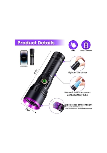 Tongxida 20w 365nm Profesyonel Güçlü Mor Uv Işık El Feneri Evcil Hayvan İd Açık Gri