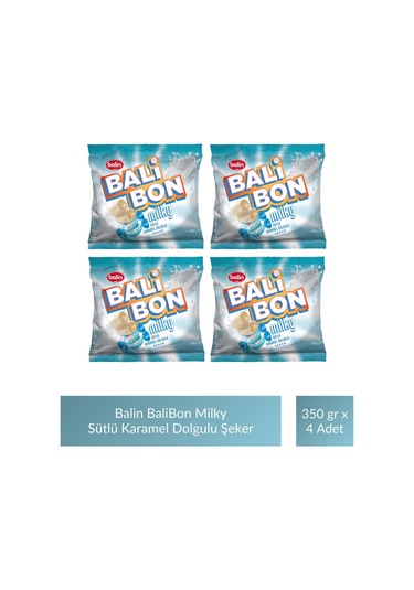 Balin Balibon Milky Sütlü Karamel Dolgulu Şeker 350 Gr X 4 Adet
