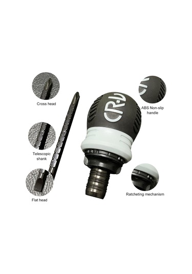 Kangvka Krom Vanadyum Çelik Ratchet Tornavida - Uzunluk Ayarlanabilir, İki Uçlu Düz + Çapraz , Ergonomik Abs Kolu, Dayanıklı Tamir Aracı Siyah/gri