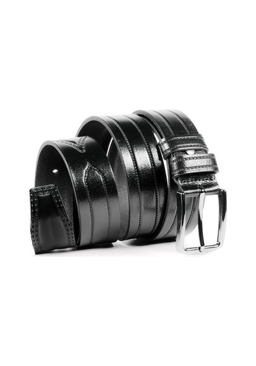 Mergenshoes Siyah Hakiki Deri Erkek Kumaş Pantolon Kemeri K08 001