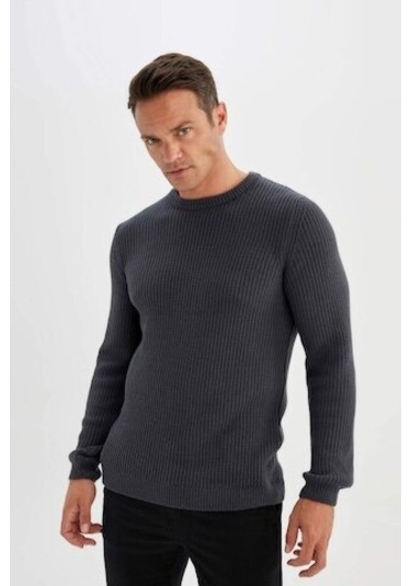 DeFacto Standart Fit Normal Kesim Bisiklet Yaka Dokulu Triko Kazak C8814AX24WNAR184