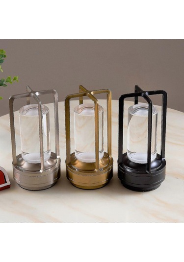 Lumison Kristal Fener Masa Lambası, Lumison Kristal Lamba, Taşınabilir Metal Masa Lambası, 3 Renkli Şarj Edilebilir Kablosuz Led Lamba, %100 Yeni Siyah Diğer