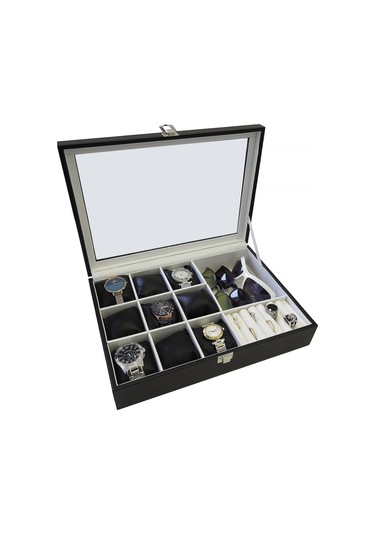 Chavin 9 Lu Ahşap Deri Cam Saat Gözlük Ve Mücevher Kutusu St9-26