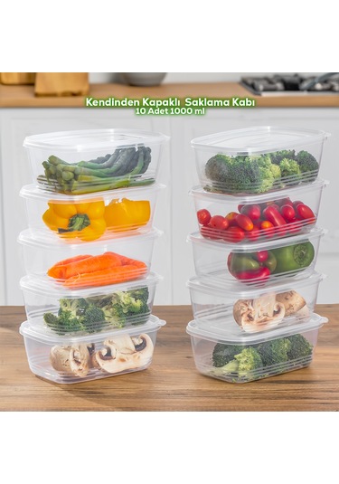 Porsima 1072 10' Lu Kendinden Kapaklı Buzluk Saklama Kabı 1 Lt