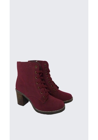 Kadın Nubuk Topuklu Bot Bordo