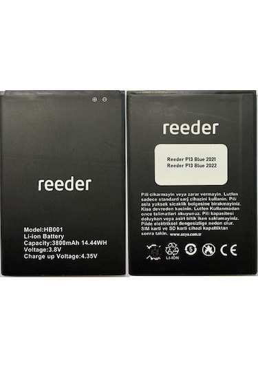 Reeder P13 Blue 2021 Batarya - Pil Hb001