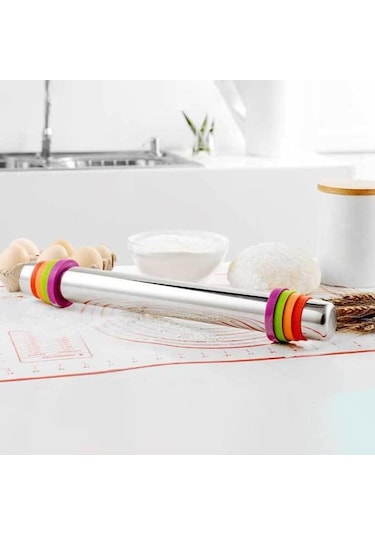 Gri Ayarlanabilir Kalınlıklı Paslanmaz Çelik Oklava Rahat Kavrama Entegre Makaralı Silindir Ev Tedarik