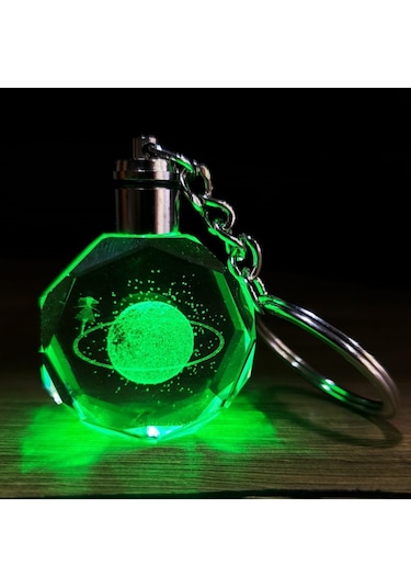 Satürnlü Kız Tasarımlı Renk Değiştiren Anahtarlık Beyaz