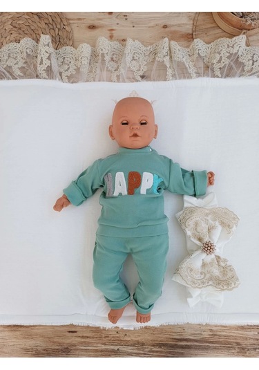 Yenidoğan Beyaz Wool Yün Kumaş Taç Nakışlı Trilüks Kundak Bebek Battaniyesi Beyaz