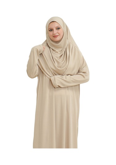 Keseli Namaz Elbisesi Eşarp Ve Tesbih Hazır Tesettür Giyim Türban Müslüman Giysi Takım Vizon