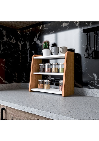 Alpa Ev Mobilya 3 Katlı Tezgah Üstü Organizer, Modern Mutfak Rafı Ve Çok Amaçlı Düzenleyici Atlantik Çam-beyaz