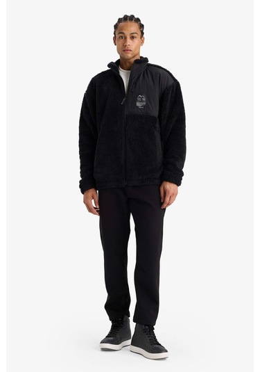 Defacto Defactofit Boxy Fit Dik Yaka İçi Yumuşak Tüylü Pelüş Hırka F3812ax25wnbk81 Siyah-bk81