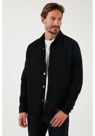 Buratti Pamuklu Tek Cepli Regular Fit Erkek Gömlek Cf25W129140 Siyah