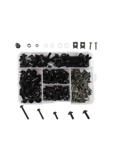 177 Adet / Kutu Motosiklet Modifikasyon Aksesuarları Ön Cam Kapak Seti Vidası Siyah Siyah