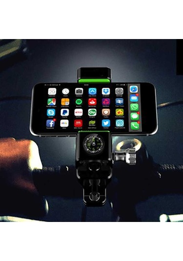 Bisiklet Motosiklet Gidon Direksiyon Telefon Tutucu Pusula ve Sarsmaz Kilitleme (4-6 inç Uyumlu)