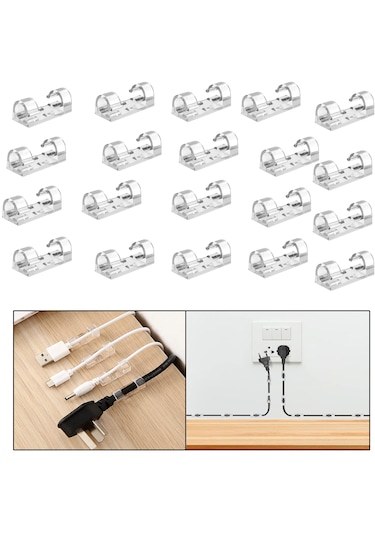 Yapışkanlı Kablo Sabitleyici Klips Set -al4551 20 Adet Şeffaf