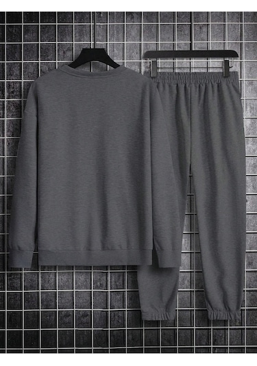 Erkek Düz Eşofman Takımı Sweatshirt Jogger - Antrasit Oversize Şardonlu Bisiklet Yaka Antrasit Erkek Düz Eşofman Takımı Sweatshirt Jogger - Antrasit Oversize Şardonlu Bisiklet Yaka Antrasit