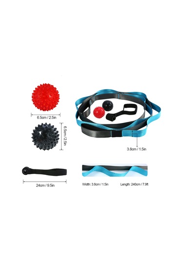 Kosona Güçlendirme, Esneklik Ve Kas Rafası İçin Yoga Egzersiz Seti: 10 Döngülü Esnek Kemer, 2 Masaj Topu Ve Kapı Kancası