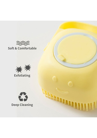 Padalink Kedi Köpek Yumuşak Silikon Duş Fırçası - Sabun Dağıtıcı İle Masaj Ve Temizlik Sarı