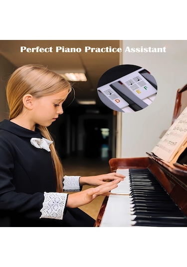 Moveevo 88 Tuşlu Renkli Silikon Piyano Not Etiketleri - Başlangıçcılar İçin Kolay Kurulum & Kaldırma, Su Geçirmez, Temizlenebilir Kutu İçerir Beyaz
