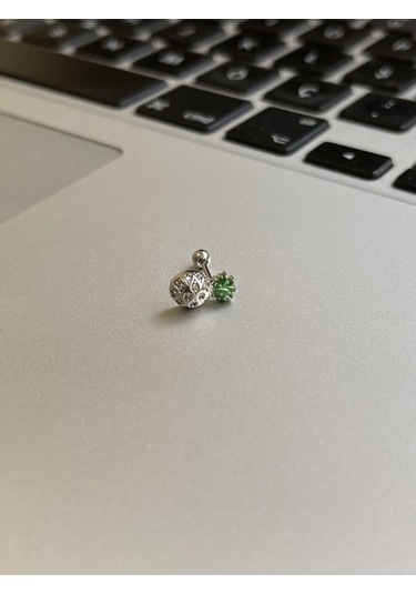 316 L Cerrahi Çelik Dudak Kıkırdak Helix Tragus Piercingi Ananas Detaylı Piercing Gümüş