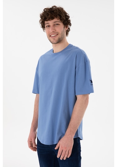 U.S. Polo Assn. Erkek Long Fit Bisiklet Yaka Koyu Mavi Basic Tişört 50305988-VR032