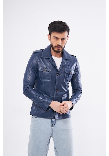 Derinss Der265 Hakiki Deri Erkek Mavi Mont 001