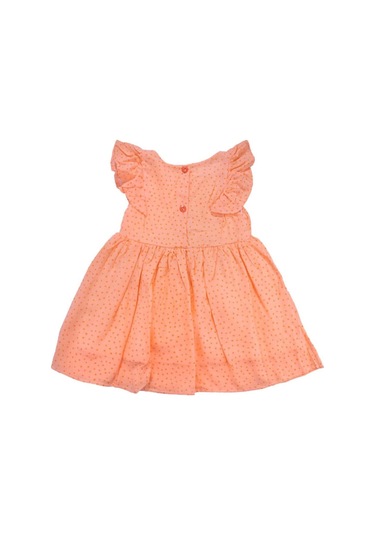 Düğme Detaylı Fırfırlı Puantiyeli Kız Elbise Bipamuk 001