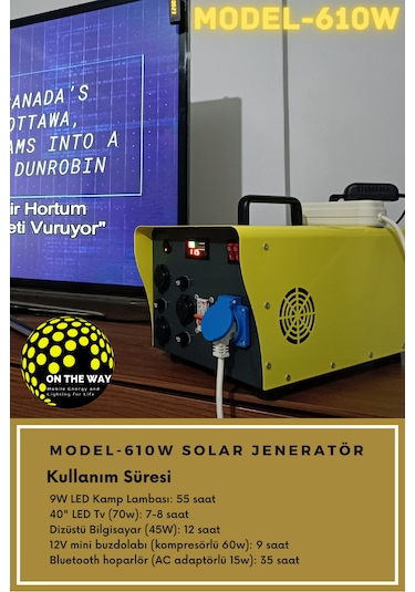 610w Taşınabilir Güç İstasyonu Lifepo4 Bataryalı Solar Jeneratör